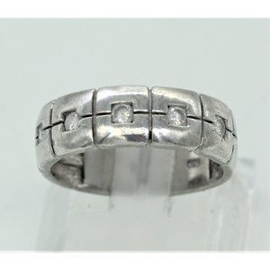 925 STERLING RING vintage, cz's, band, size 9, 4.4 grams, unisex